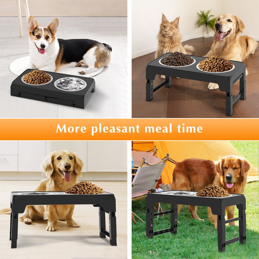 Elevated Dog Bowls with 2 Thick 1.22L/42Oz Stainless Steel Dog Food Bowls, 5 Heights Adjustable Raised Dog Bowl for Large Medium Small Dogs, Puppy and Cats