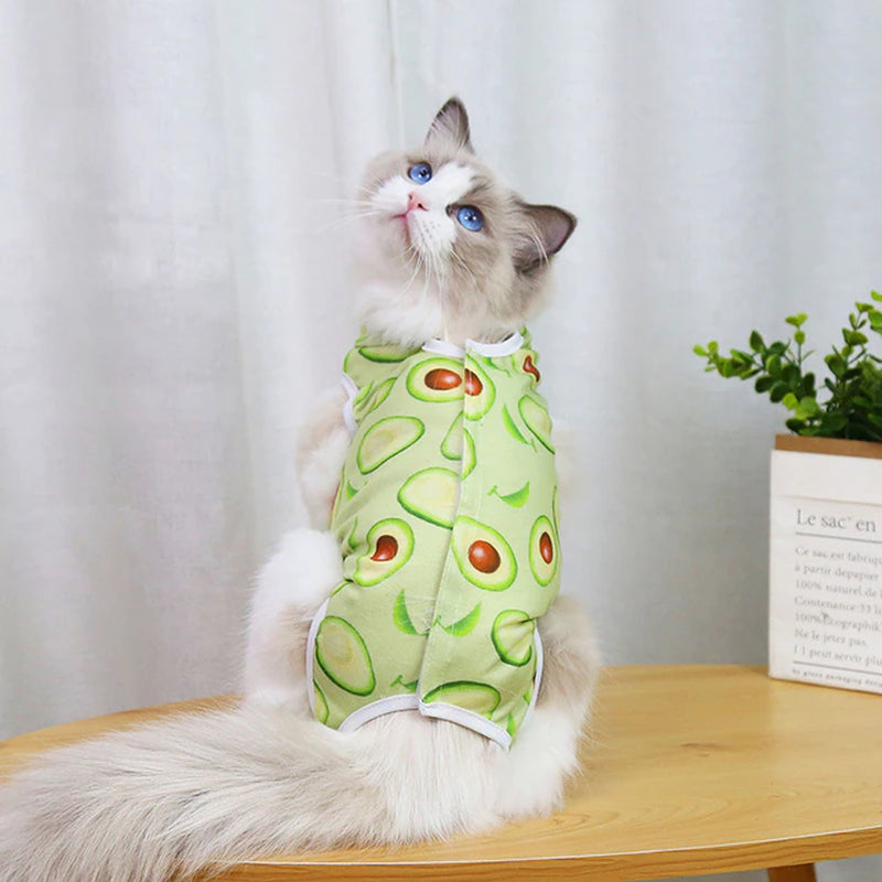 Printing Cat Sterilization Suit Anti-Licking Surgery after Recovery Pet Care Breathable Clothes Spring Summer Cat Clothing