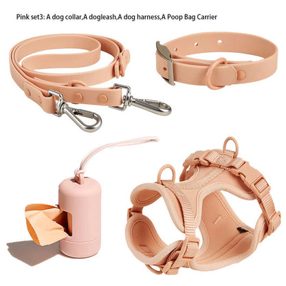 Dog Harness and Leash Set No Pull Dog Vest Harness PVC Waterproof Dog Leash Collar for Small Medium Large Dogs