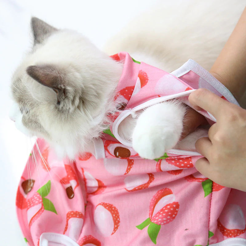 Printing Cat Sterilization Suit Anti-Licking Surgery after Recovery Pet Care Breathable Clothes Spring Summer Cat Clothing