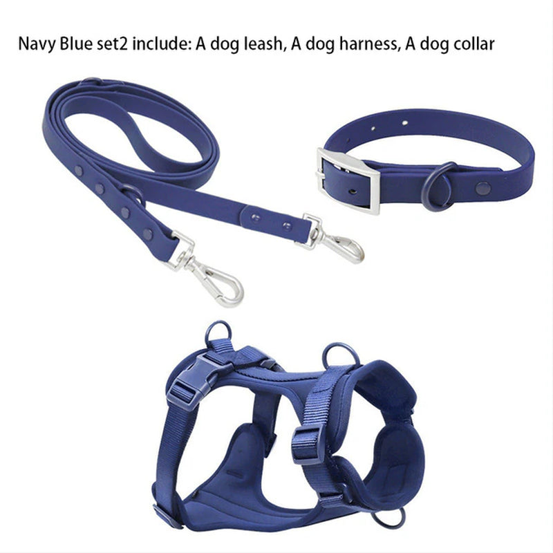 Dog Harness and Leash Set No Pull Dog Vest Harness PVC Waterproof Dog Leash Collar for Small Medium Large Dogs