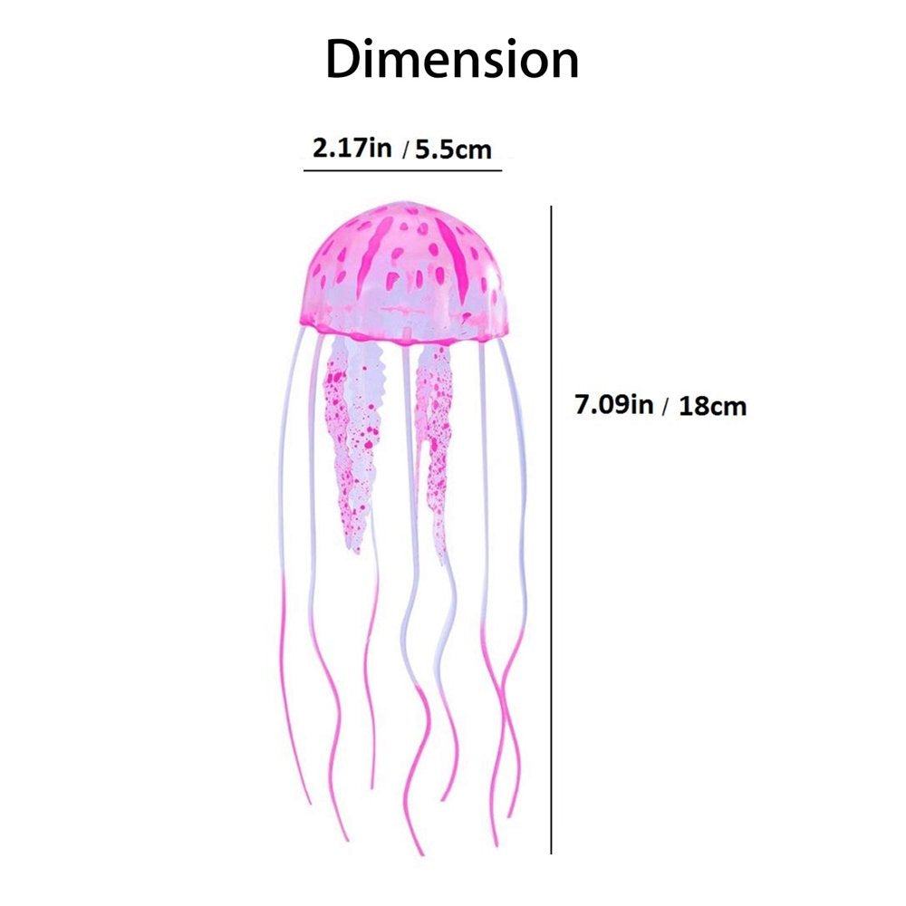 4Pcs Jellyfish Aquarium Decorations,  Glowing Effect Artificial Jellyfish Aquarium Decor, Fish Tank Ornament Silicone Decoration, Instant Suction Cup Installation