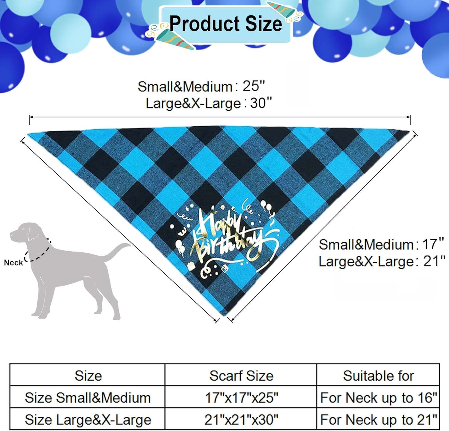 Dog Birthday Boy Bandana - Dog 1St Birthday Party Supplies - Dog 1St Birthday Hat Scarf Happy Birthday Banner Dog Boy First Birthday Outfit for Small Medium Dogs Pets (Small&Medium, Blue)