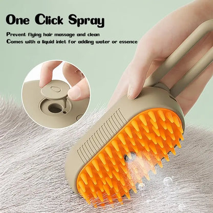 Steamy Dog Brush Electric Spray Cat Hair Brush 3 In1 Dog Steamer Brush for Massage Pet Grooming Removing Tangled and Loose Hair